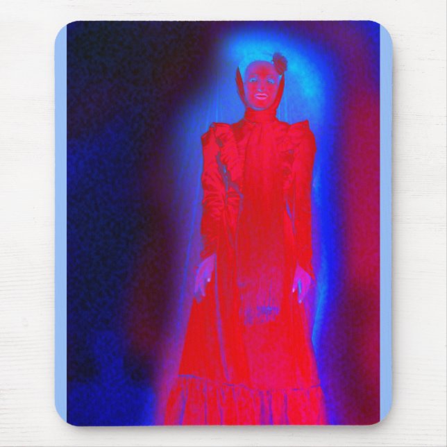 Scary ghost lady in red art mouse mat (Front)