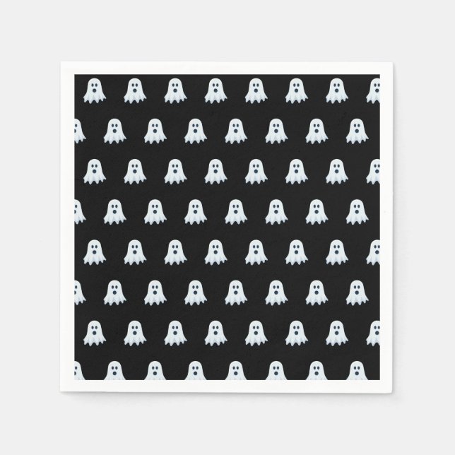Scary Ghost Pattern black and white  Napkin (Front)