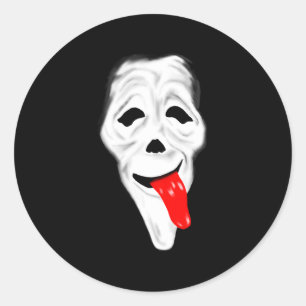 Scary Ghost Wassup Face Stoner Horror Movie Comedy Classic Round Sticker