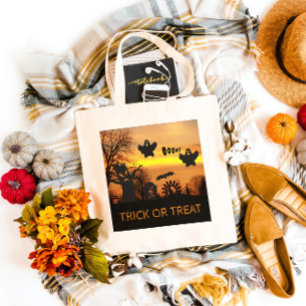 Scary Ghosts and Bats on Halloween Night Tote Bag