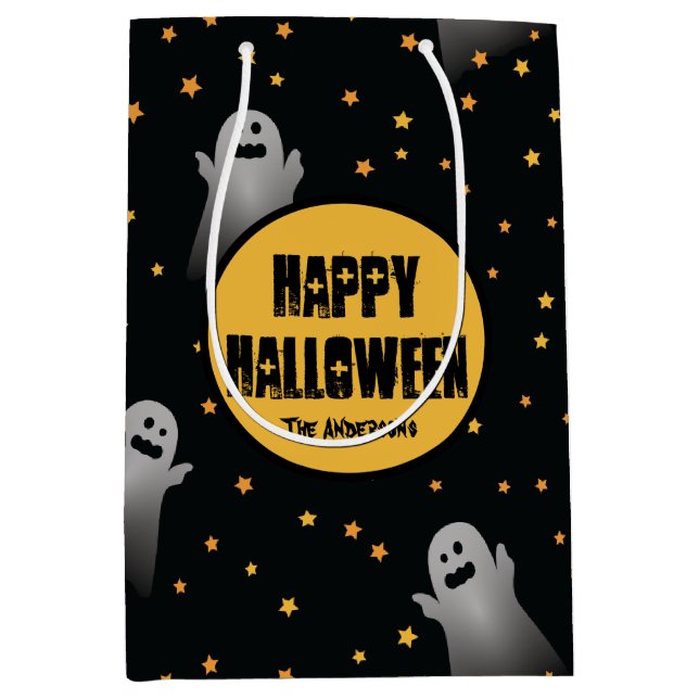 Scary Ghosts Pattern Halloween Party Medium Gift Bag (Front)