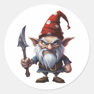 Scary Gnome Happy Halloween  Classic Round Sticker