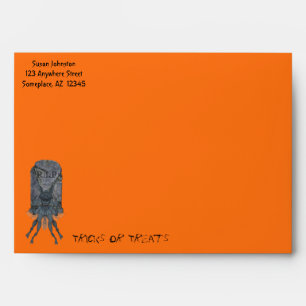 Scary Goblin Tombstone Halloween Envelope