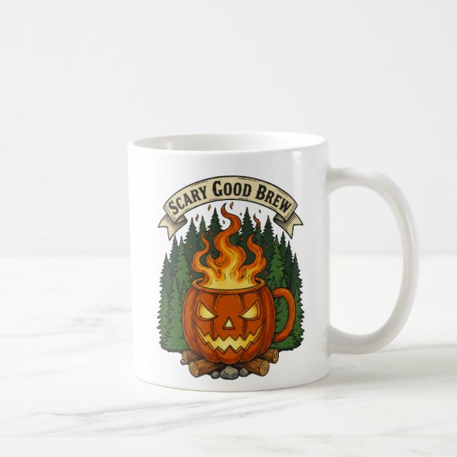 Scary Good Brew Pumpkin Mug Halloween Design (Right)