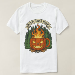 Scary Good Brew Pumpkin Mug Halloween Design T-Shirt