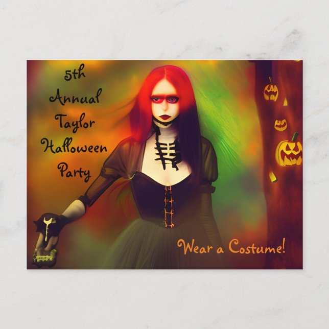 Scary Gothic Girl in the Woods Halloween Party   Postcard (Front)