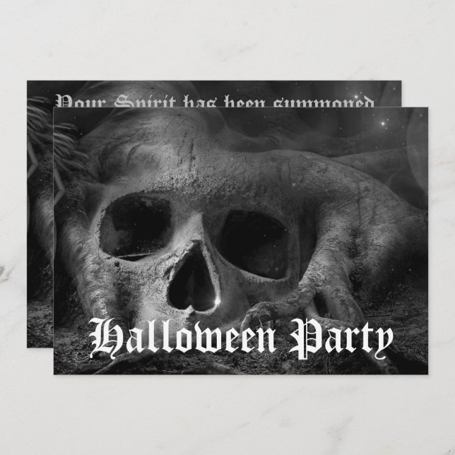 Scary Gothic Skull Halloween Party Invitation (Front/Back)