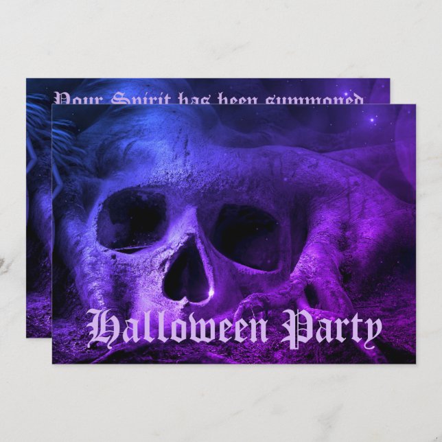 Scary Gothic Skull Halloween Party Invitation (Front/Back)