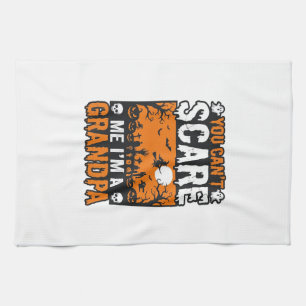 Scary Grandpa Vintage Halloween Shirt Design_1 Tea Towel