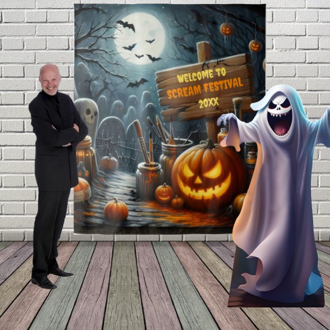 Scary Graveyard Halloween Hanging Backdrop Tapestry (Creator Uploaded)