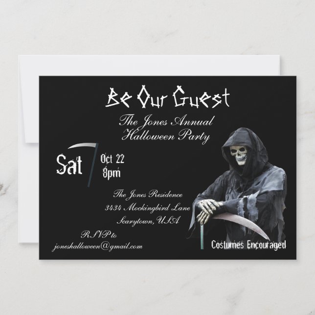 Scary Grim Reaper Death Halloween Party Invitation (Front)