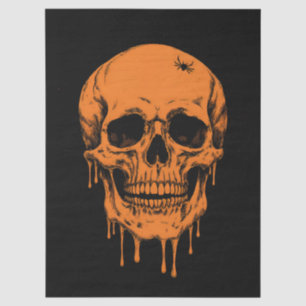 Scary Grinning Skull with a Spider Crawling on Top Tissue Paper