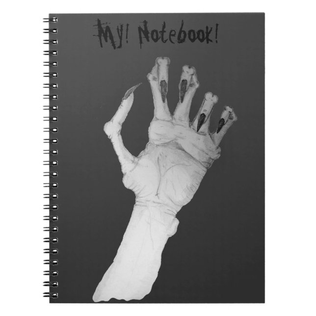 Scary gruesome monster hand with long nails art notebook (Front)