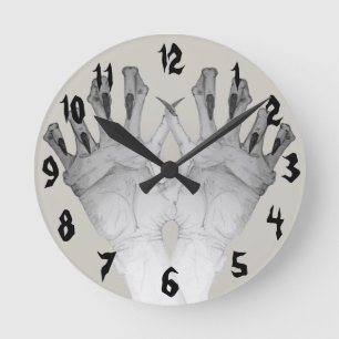 Scary gruesome monster hand with long nails art round clock