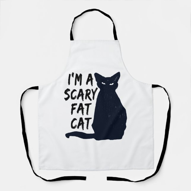 Scary Halloween Black Cat Design graphic Apron (Front)
