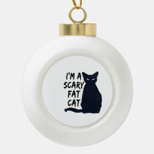 Scary Halloween Black Cat Design graphic Ceramic Ball Christmas Ornament