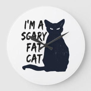 Scary Halloween Black Cat Design graphic Large Clock