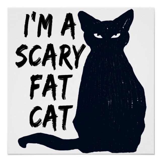 Scary Halloween Black Cat Design graphic Poster (Front)