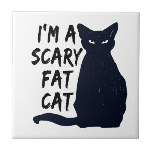 Scary Halloween Black Cat Design graphic Tile