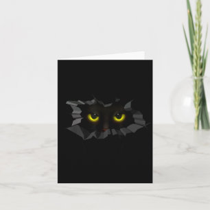 Scary Halloween Black Cat Peeking Out Pet Lover Card