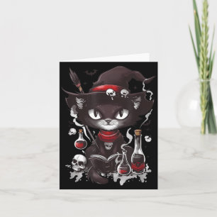Scary Halloween Black Cat Salem Apothecary Card