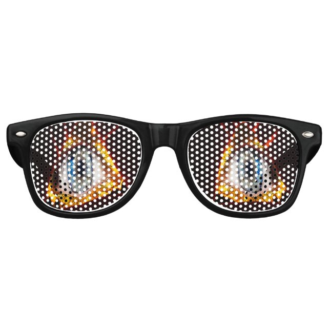 Scary Halloween blue eyes with fiery orange Retro Sunglasses (Front)