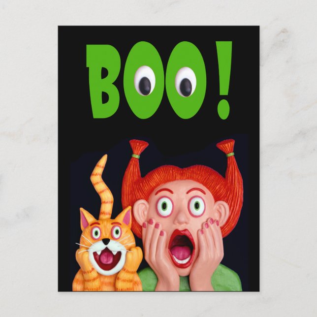 Scary Halloween Boo Postcard (Front)