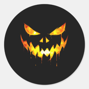 Scary Halloween Boys Face Pumpkin Jack O Lantern M Classic Round Sticker