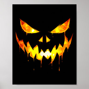 Scary Halloween Boys Face Pumpkin Jack O Lantern M Poster