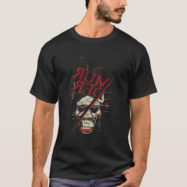Scary Halloween Bull Skull Goth Skeleton Dark West T-Shirt (Front)