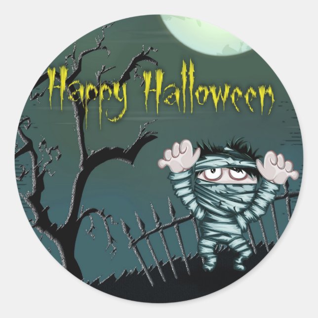 Scary Halloween Classic Round Sticker (Front)