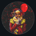 Scary Halloween Clown Costume Party Classic Round Sticker<br><div class="desc">Customise with any text you want.</div>