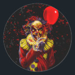 Scary Halloween Clown Costume Party Classic Round Sticker<br><div class="desc">Customise with any text you want.</div>