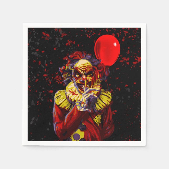 Scary Halloween Clown Costume Party Napkin (Front)