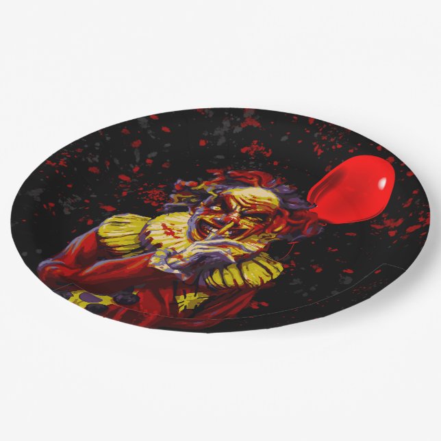 Scary Halloween Clown Costume Party Paper Plate (Angled)