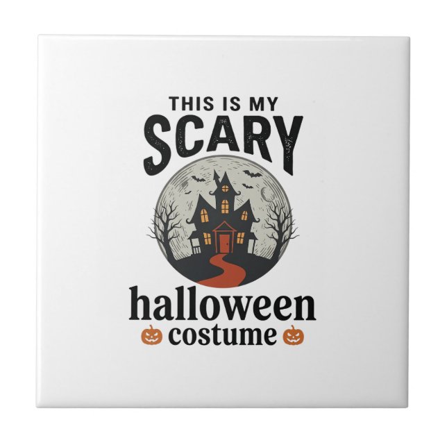 Scary Halloween Costume Haunted House Vector Desig Tile (Front)