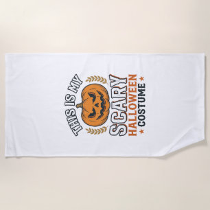 Scary Halloween Costume Pumpkin Vintage Vector Des Beach Towel