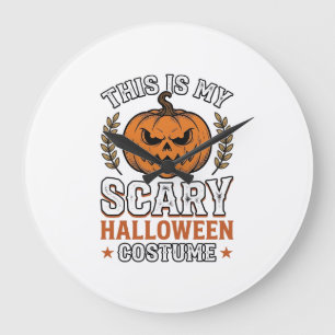 Scary Halloween Costume Pumpkin Vintage Vector Des Large Clock