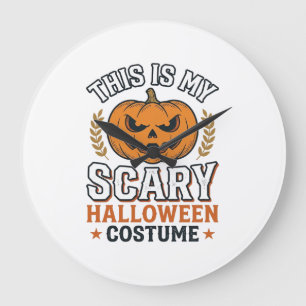 Scary Halloween Costume Pumpkin Vintage Vector Des Large Clock