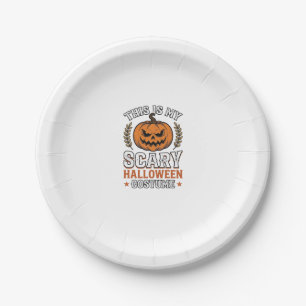 Scary Halloween Costume Pumpkin Vintage Vector Des Paper Plate