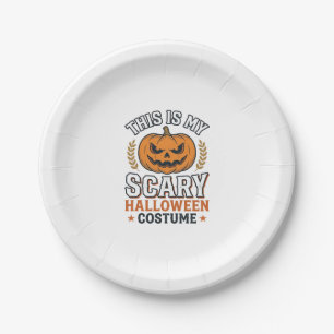 Scary Halloween Costume Pumpkin Vintage Vector Des Paper Plate
