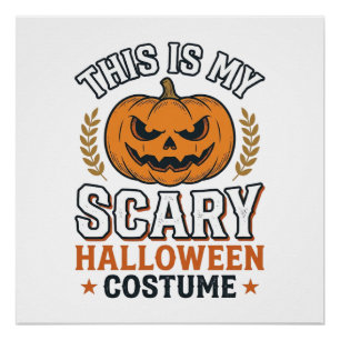 Scary Halloween Costume Pumpkin Vintage Vector Des Poster