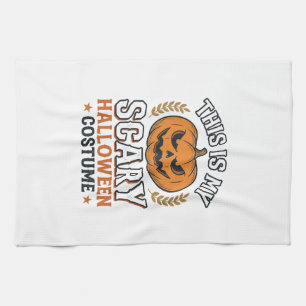 Scary Halloween Costume Pumpkin Vintage Vector Des Tea Towel