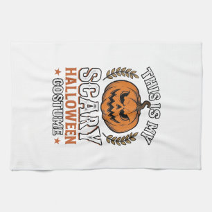 Scary Halloween Costume Pumpkin Vintage Vector Des Tea Towel