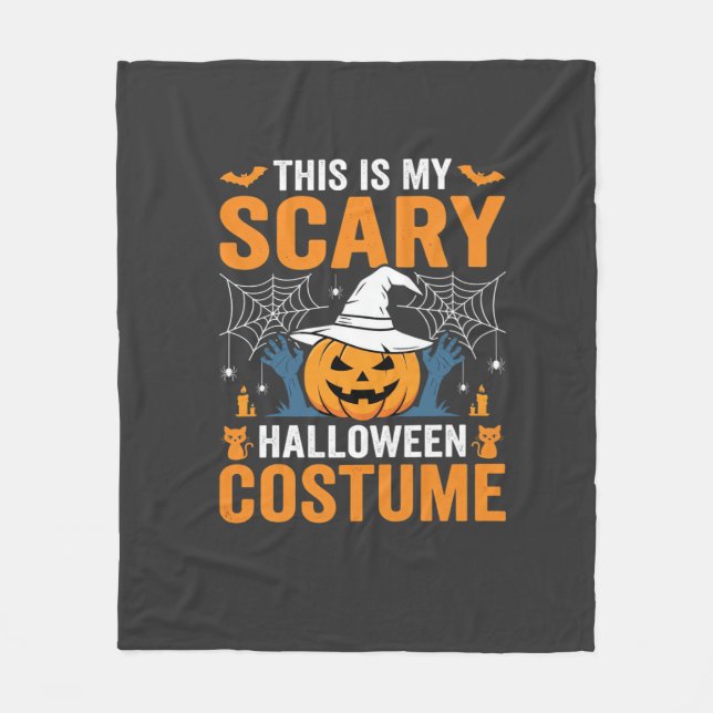Scary Halloween Costume Pumpkin Witch Design Fleece Blanket (Front)