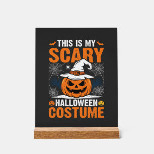 Scary Halloween Costume Pumpkin Witch Hat Design_1 Acrylic Sign