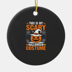 Scary Halloween Costume Pumpkin Witch Hat Design_1 Ceramic Tree Decoration