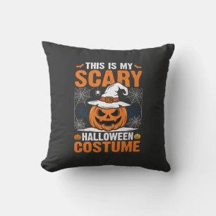 Scary Halloween Costume Pumpkin Witch Hat Design_1 Cushion