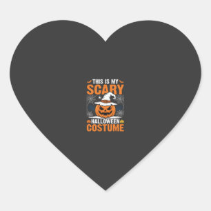 Scary Halloween Costume Pumpkin Witch Hat Design_1 Heart Sticker