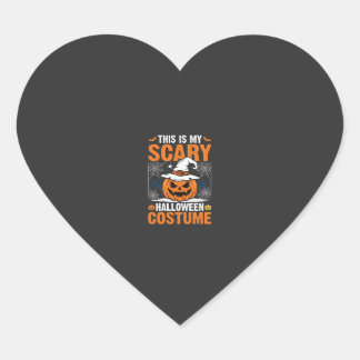 Scary Halloween Costume Pumpkin Witch Hat Design_1 Heart Sticker